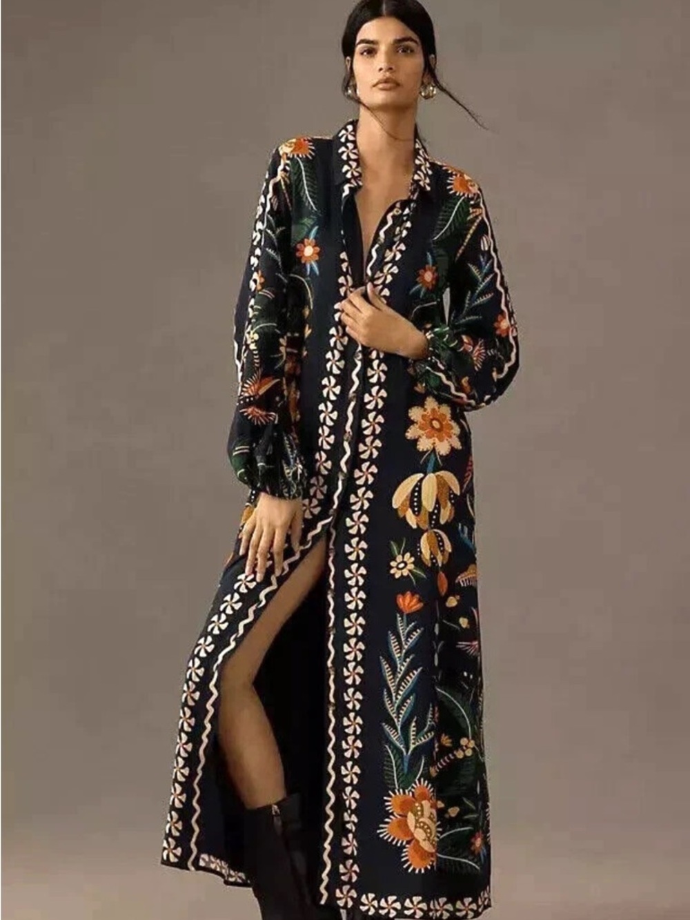 Farm Rio Anthropology button down floral shirt dress